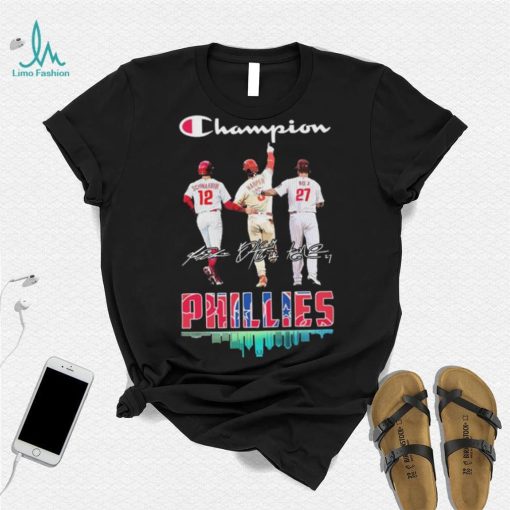 Champion Kyle Schwarber Bryce Harper And Aaron Nola Philadelphia Phillies Signatures Shirt