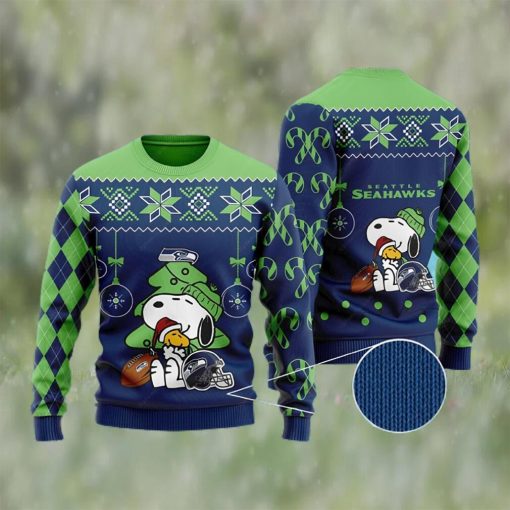 Charlie Brown Snoopy Ugly Seattle Seahawks Christmas Sweater