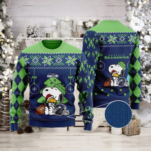 Charlie Brown Snoopy Ugly Seattle Seahawks Christmas Sweater