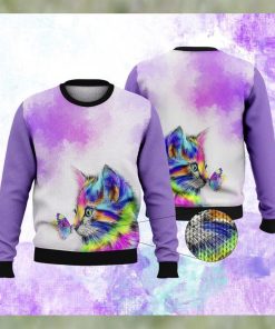 Colorful Cat Purple Ugly Christmas Sweater