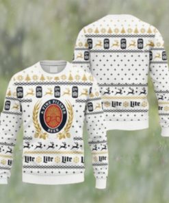Cozy Miller Lite Christmas Ugly White Sweater