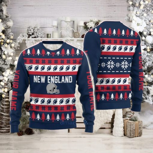 Custom Name New England Christmas Gift Ugly Christmas Sweater