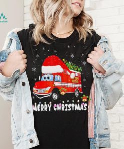 Cute Fire Truck Xmas Tree Funny Firefighter Merry Christmas Shirt