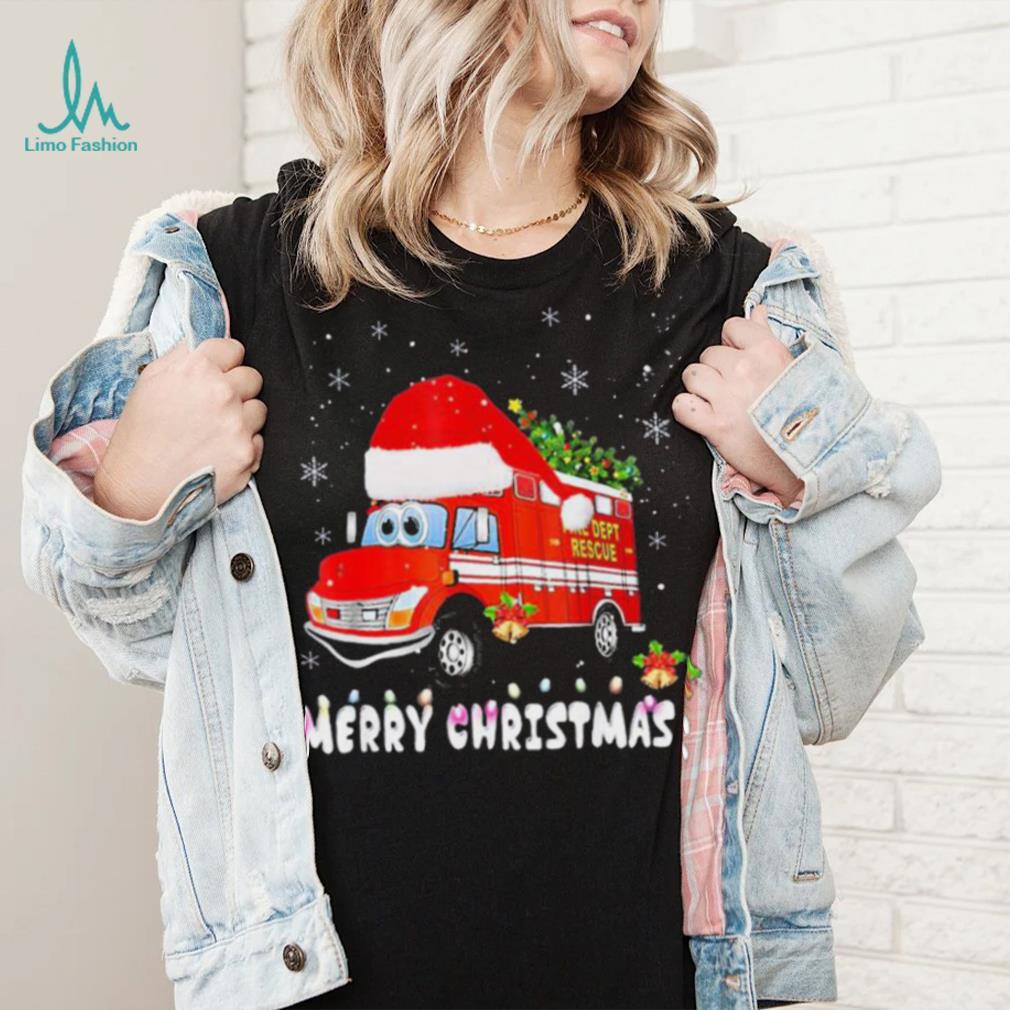 Cute Fire Truck Xmas Tree Funny Firefighter Merry Christmas Shirt Cute Fire Truck Xmas Tree Funny Firefighter Merry Christmas Shirt