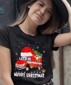 Cute Fire Truck Xmas Tree Funny Firefighter Merry Christmas Shirt