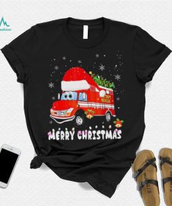 Cute Fire Truck Xmas Tree Funny Firefighter Merry Christmas Shirt