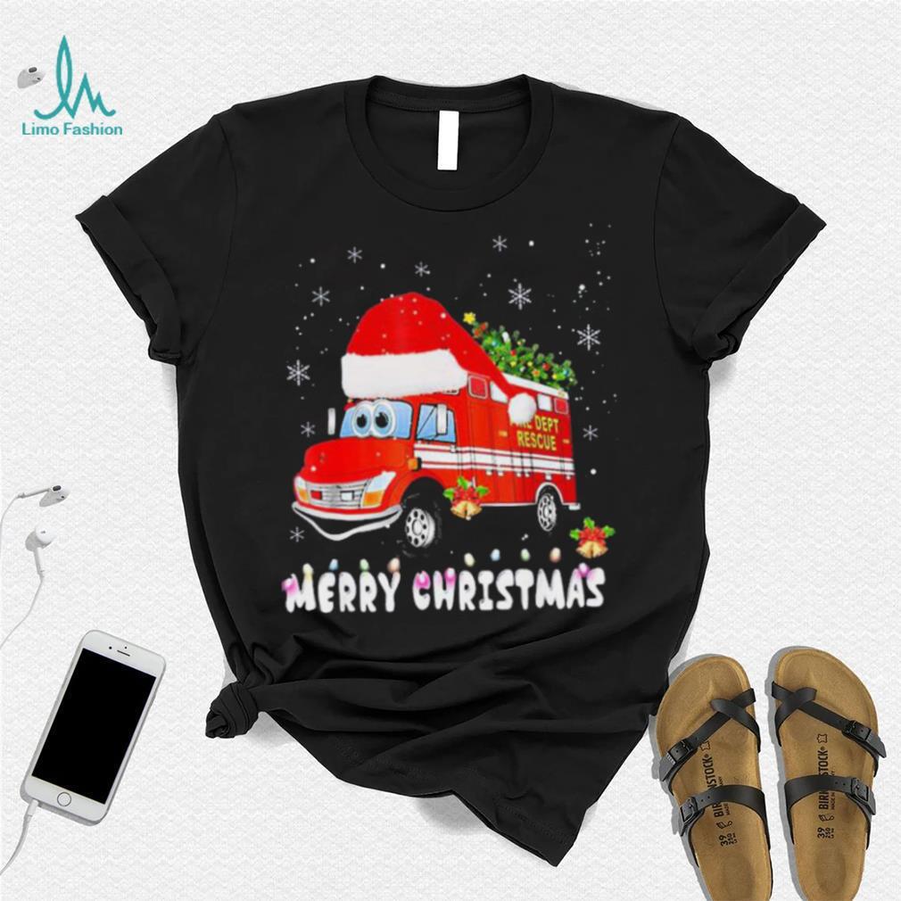 Cute Fire Truck Xmas Tree Funny Firefighter Merry Christmas Shirt Cute Fire Truck Xmas Tree Funny Firefighter Merry Christmas Shirt