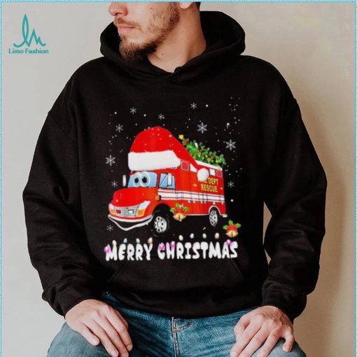 Cute Fire Truck Xmas Tree Funny Firefighter Merry Christmas Shirt