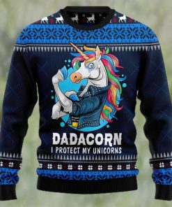 Dadacorn Protector Of My Unicorns Lover Ugly Christmas Sweater