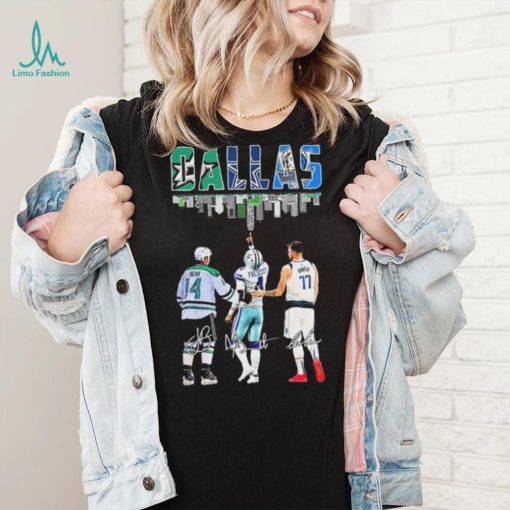 Dallas Skyline Sports Jamie Benn Dak Prescott And Luka Dončić Signatures Shirt