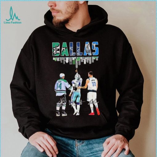 Dallas Skyline Sports Jamie Benn Dak Prescott And Luka Dončić Signatures Shirt