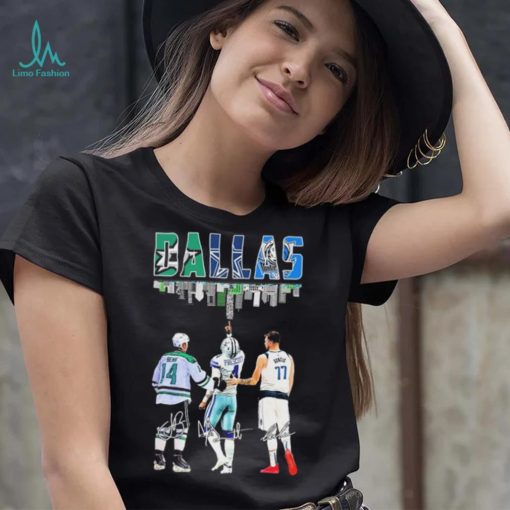Dallas Skyline Sports Jamie Benn Dak Prescott And Luka Dončić Signatures Shirt