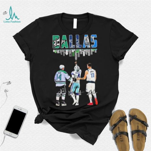 Dallas Skyline Sports Jamie Benn Dak Prescott And Luka Dončić Signatures Shirt