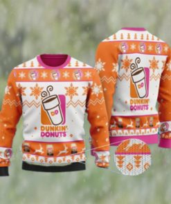 Dunkin’ Donuts Snow Pattern Ugly Christmas Sweater