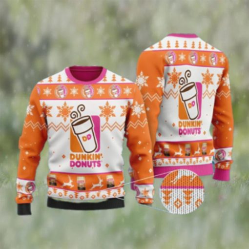 Dunkin’ Donuts Snow Pattern Ugly Christmas Sweater