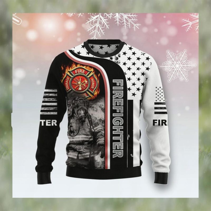 Firefighter Awesome Christmas Graphic Sweater   Tis The Season Christmas Sweater   Ugly Christmas Sweater
