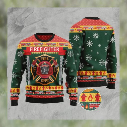 Firefighter Xmas Jumper Holiday Pullover   Retro Christmas Sweater   Ugly Christmas Sweater