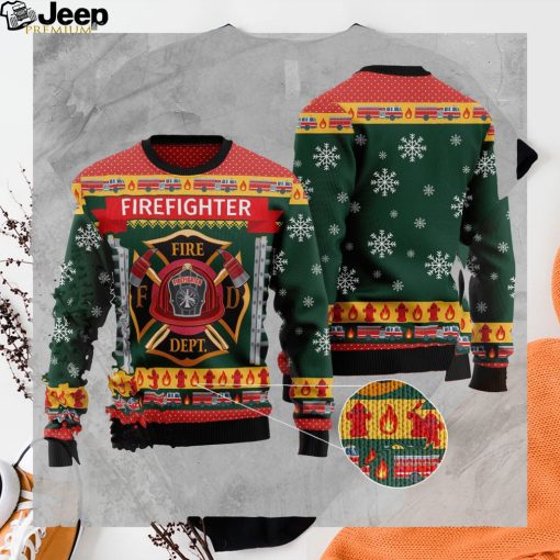 Firefighter Xmas Jumper Holiday Pullover   Retro Christmas Sweater   Ugly Christmas Sweater