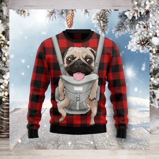 Front Carrier Dog Pug Christmas Ugly Christmas Sweater