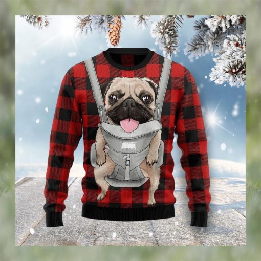 Front Carrier Dog Pug Christmas Ugly Christmas Sweater