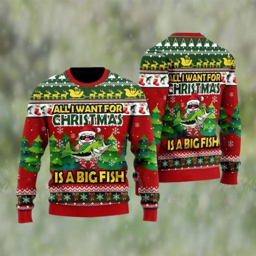 Funny Santa All I Want For Christmas Is A Big Fish Funny Christmas Gift Ugly Christmas Sweater