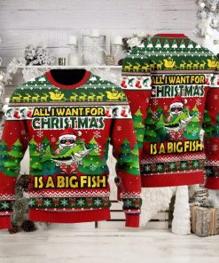 Funny Santa All I Want For Christmas Is A Big Fish Funny Christmas Gift Ugly Christmas Sweater