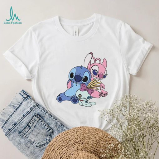 Funny Stitch And Angel in Love Valentines Day T Shirt