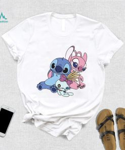 Funny Stitch And Angel in Love Valentines Day T Shirt