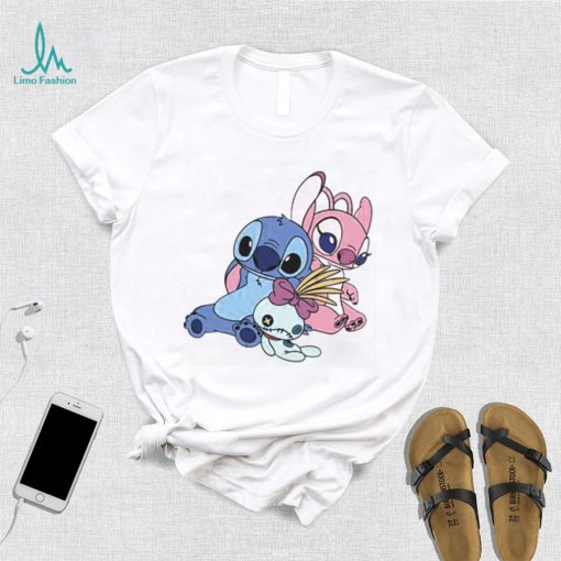 Funny Stitch And Angel in Love Valentines Day T Shirt