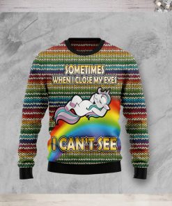 Funny Unicorn Sometimes When I Close My Eyes Christmas Ugly Christmas Sweater