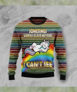 Funny Unicorn Sometimes When I Close My Eyes Christmas Ugly Christmas Sweater