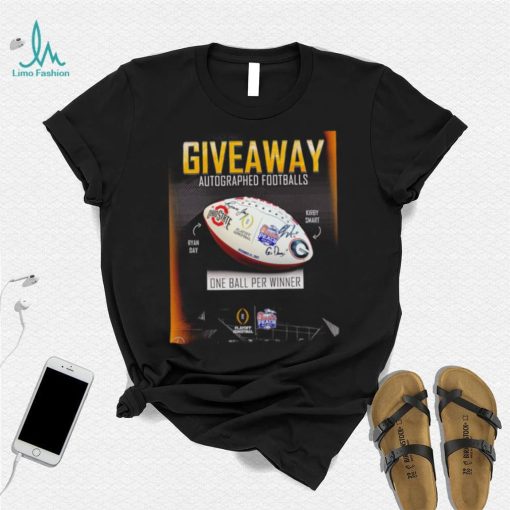 Giveaway Autographed Footballs One Ball Per Winner Playoff Semifinal Chick fil a Peach Bowl poster shirt