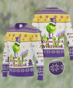 Grinch Minnesota Vikings All Over Print Christmas Ugly Sweater Gift For Fans