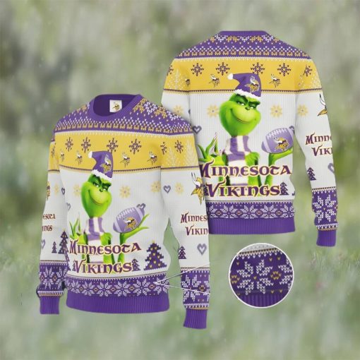 Grinch Minnesota Vikings All Over Print Christmas Ugly Sweater Gift For Fans