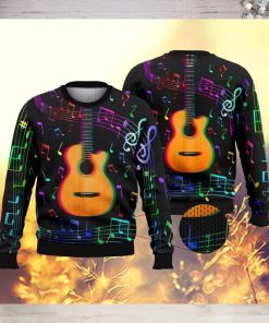 Guitar Colorful Music Symbols Ugly Christmas Sweater