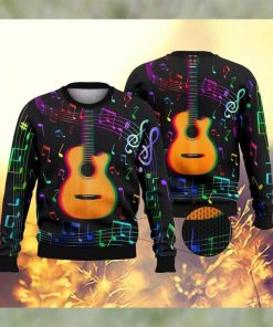 Guitar Colorful Music Symbols Ugly Christmas Sweater