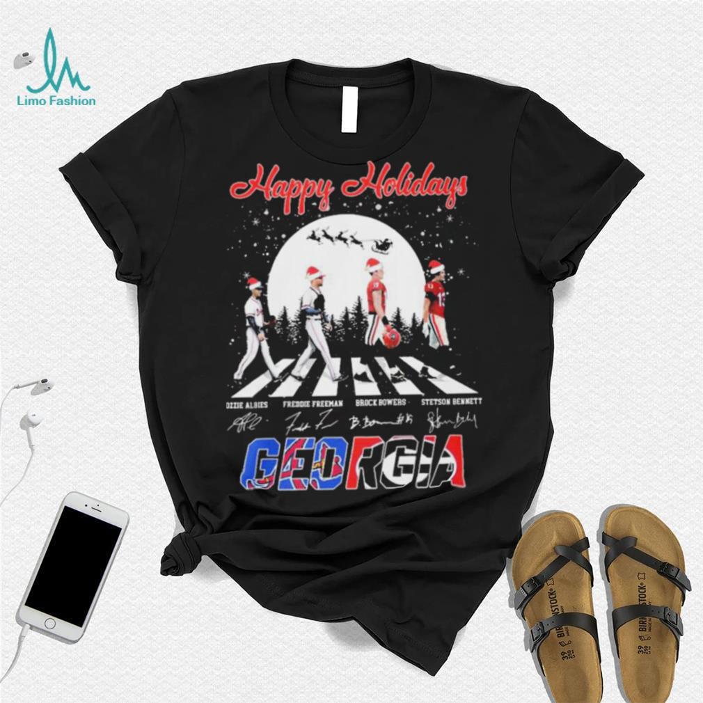 Happy Holidays Georgia Albies Freeman Bowers And Bennett Snow Christmas Shirt