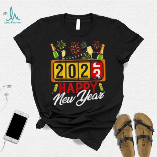 Happy New Year 2023 Odometer Wine Fireworks T Shirt Hoodie