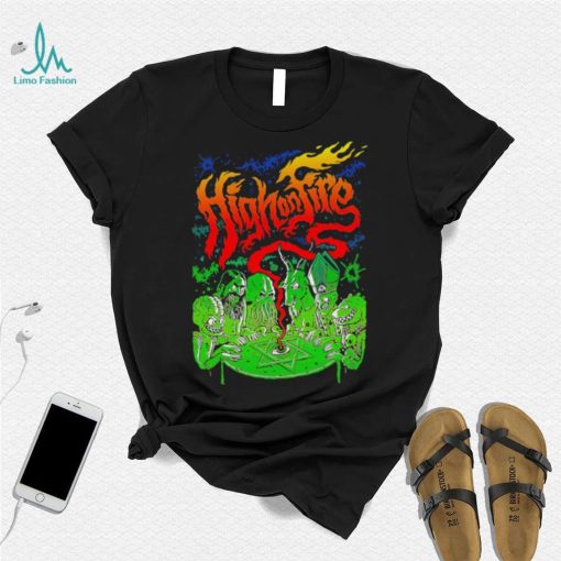 High on fire horror art shirt