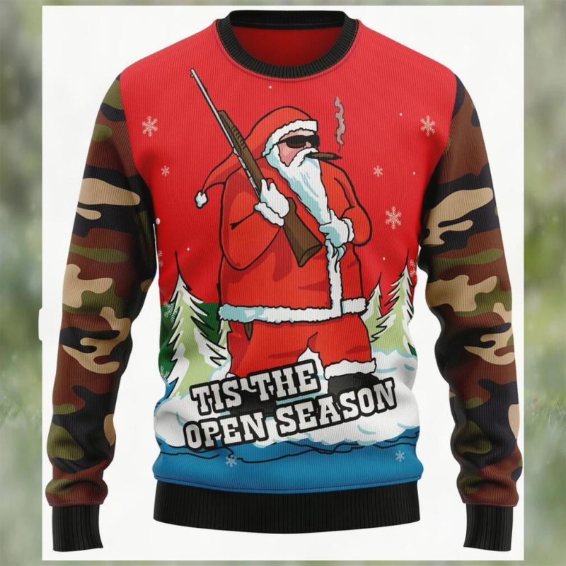 Hunting Santa Christmas Graphic Sweater