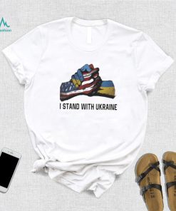 I Stand With Ukraine USA Flag Hand And Ukraine Flag Hand Volodymyr Zelensky Shirt