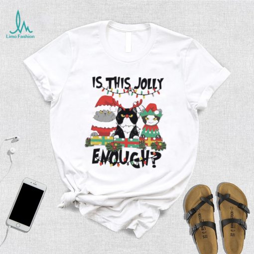 Is This Jolly Enough Cats Merry Christmas Tree Lights Shirt