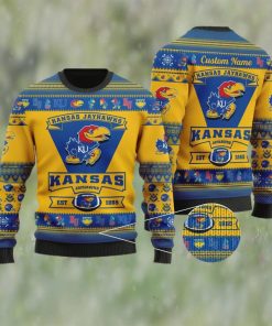 Kansas Jayhawks NCAA Custom Name Ugly Christmas Sweater