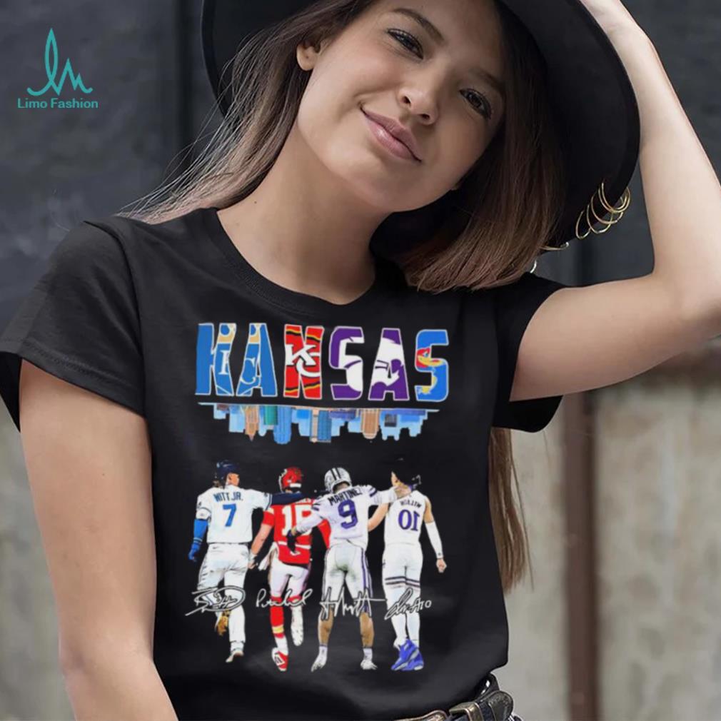 Kansas Sports Witt Jr Mahomes Martinez And Jalen Wilson Signatures Shirt Kansas Sports Witt Jr Mahomes Martinez And Jalen Wilson Signatures Shirt