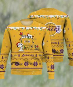 Lakers Ugly Sweater Los Angeles Lakers Snoopy Ugly Christmas Sweater 3D