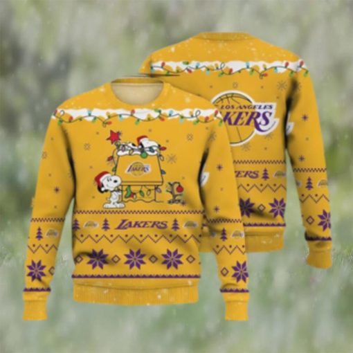 Lakers Ugly Sweater Los Angeles Lakers Snoopy Ugly Christmas Sweater 3D