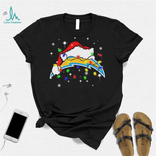 Los Angeles Chargers Santa Hat Christmas Light Shirt