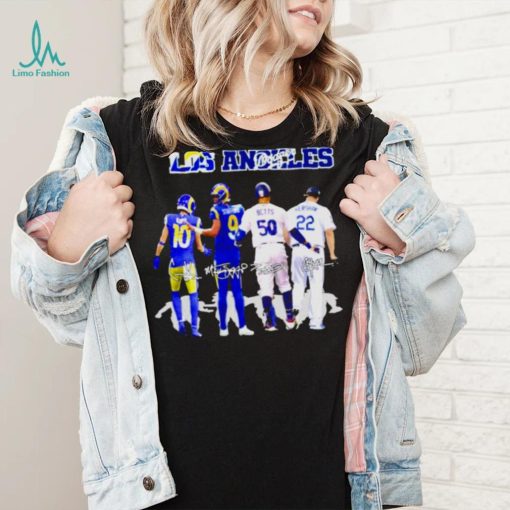 Los angles rams and los angeles Dodgers kupp stafford betts and kershaw signatures T shirt