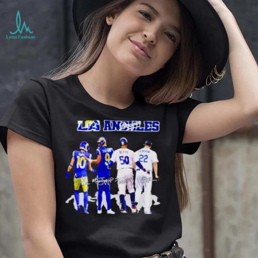 Los angles rams and los angeles Dodgers kupp stafford betts and kershaw signatures T shirt