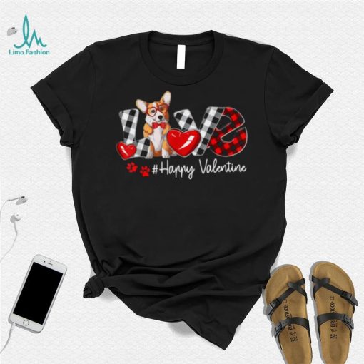 Love Corgi Dog Buffalo Plaid Valentines Day Shirt